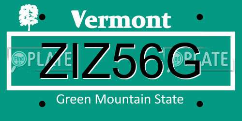 ZIZ56G Vermont License Plate