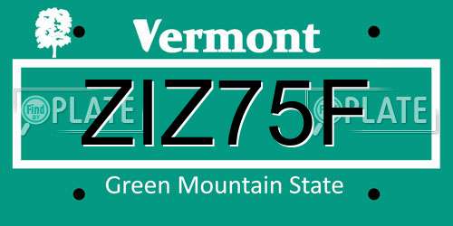 ZIZ75F Vermont License Plate