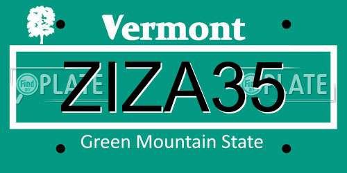 ZIZA35 Vermont License Plate