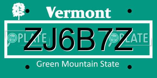 ZJ6B7Z Vermont License Plate