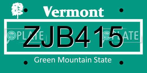 ZJB415 Vermont License Plate
