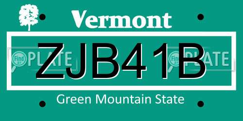 ZJB41B Vermont License Plate
