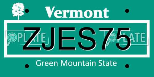 ZJES75 Vermont License Plate