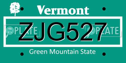 ZJG527 Vermont License Plate