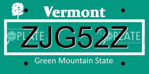 ZJG52Z Vermont License Plate