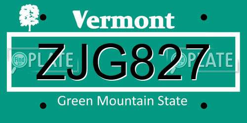 ZJG827 Vermont License Plate