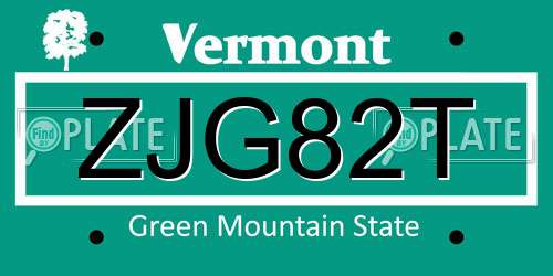 ZJG82T Vermont License Plate