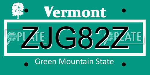 ZJG82Z Vermont License Plate