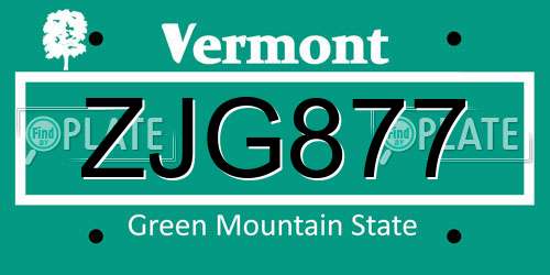 ZJG877 Vermont License Plate
