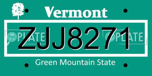 ZJJ8271 Vermont License Plate