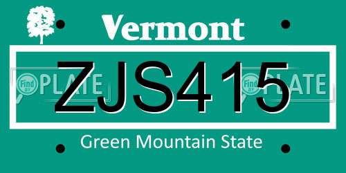 ZJS415 Vermont License Plate