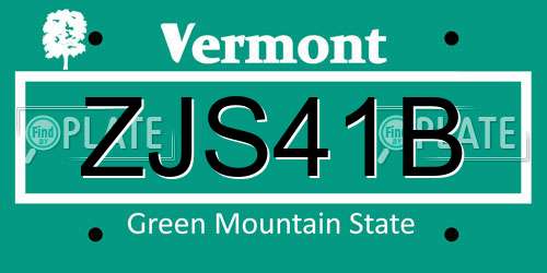 ZJS41B Vermont License Plate