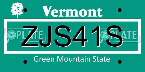 ZJS41S Vermont License Plate