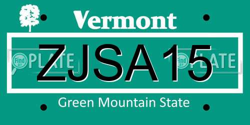 ZJSA15 Vermont License Plate