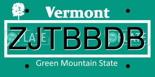 ZJTBBDB Vermont License Plate