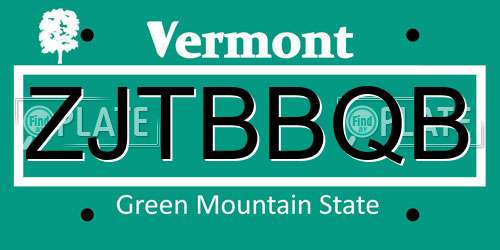 ZJTBBQB Vermont License Plate