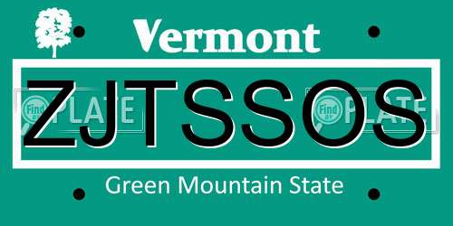 ZJTSSOS Vermont License Plate