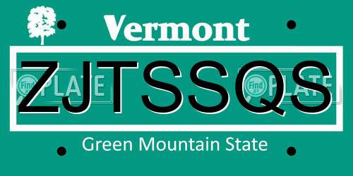 ZJTSSQS Vermont License Plate