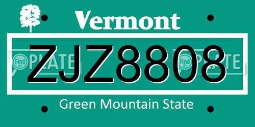 ZJZ8808 Vermont License Plate