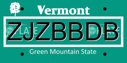 ZJZBBDB Vermont License Plate