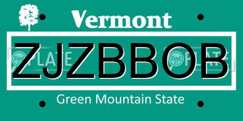 ZJZBBOB Vermont License Plate