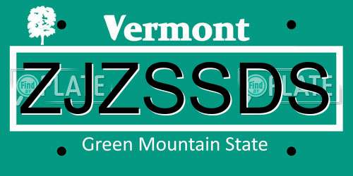 ZJZSSDS Vermont License Plate