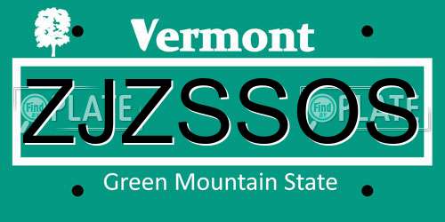 ZJZSSOS Vermont License Plate