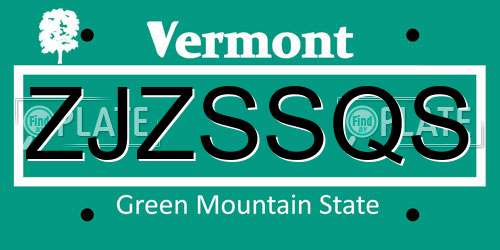 ZJZSSQS Vermont License Plate