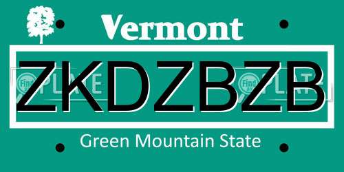ZKDZBZB Vermont License Plate