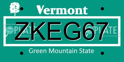 ZKEG67 Vermont License Plate