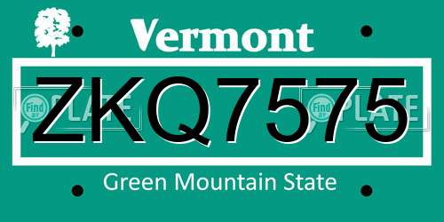 ZKQ7575 Vermont License Plate
