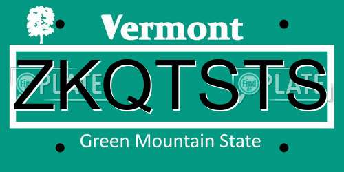 ZKQTSTS Vermont License Plate