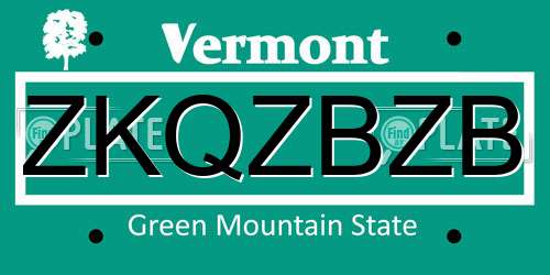 ZKQZBZB Vermont License Plate