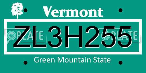 ZL3H255 Vermont License Plate