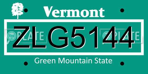 ZLG5144 Vermont License Plate