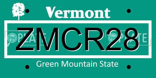ZMCR28 Vermont License Plate