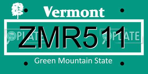 ZMR511 Vermont License Plate