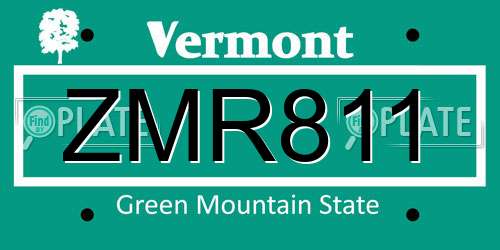 ZMR811 Vermont License Plate