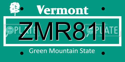 ZMR81I Vermont License Plate