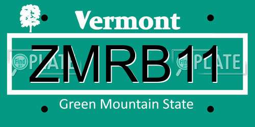 ZMRB11 Vermont License Plate