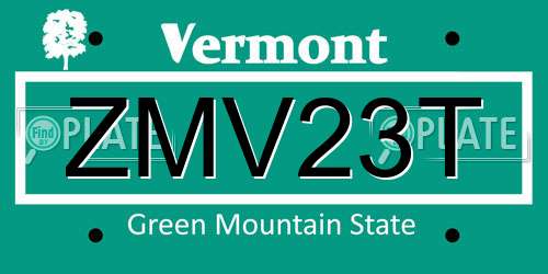ZMV23T Vermont License Plate