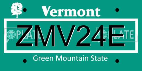 ZMV24E Vermont License Plate