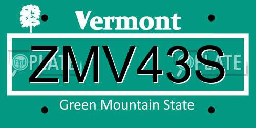 ZMV43S Vermont License Plate