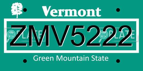 ZMV5222 Vermont License Plate