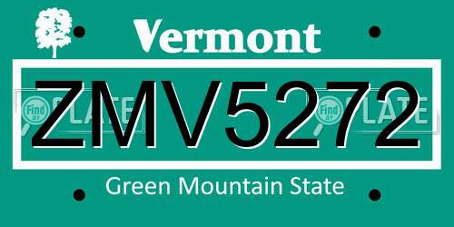 ZMV5272 Vermont License Plate