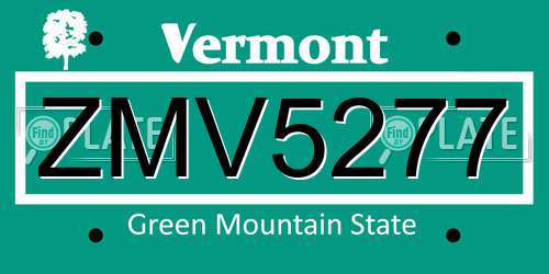 ZMV5277 Vermont License Plate