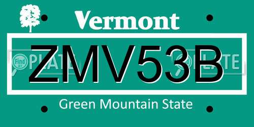 ZMV53B Vermont License Plate
