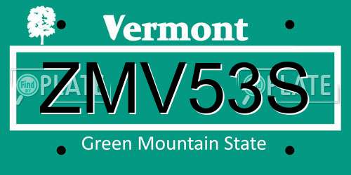 ZMV53S Vermont License Plate