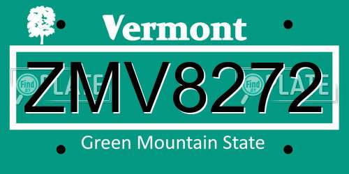 ZMV8272 Vermont License Plate