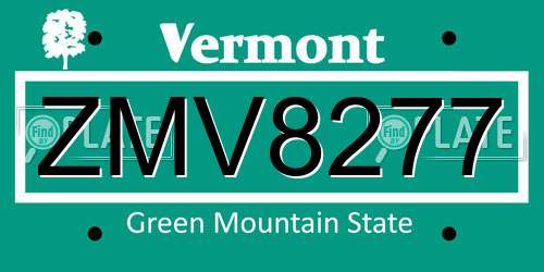 ZMV8277 Vermont License Plate